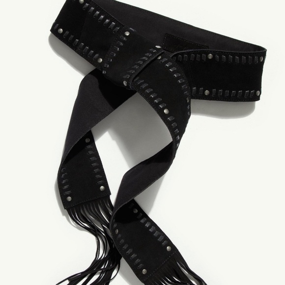 Free People Blaire Fringe Wrap Belt Suede Studded Wide Tie Waist - Picture 2 of 8